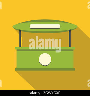 Green tent shop icon, flat style Stock Vector