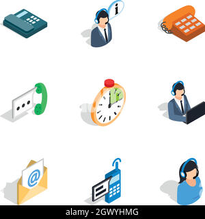 Support service icons, isometric 3d style Stock Vector