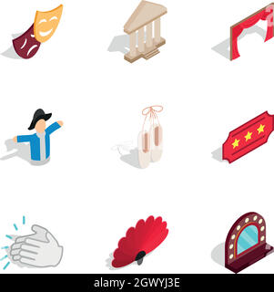 Ballet icons, isometric 3d style Stock Vector
