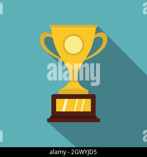 Gold winner cup icon, flat style Stock Vector