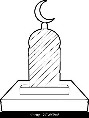 Muslim grave icon, outline style Stock Vector