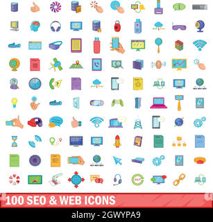 100 seo and web icons set, cartoon style Stock Vector Image & Art - Alamy