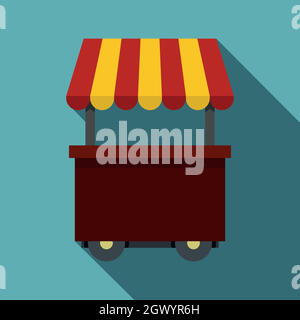 Fast food cart icon, flat style Stock Vector