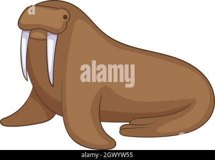 Walrus icon, cartoon style Stock Vector