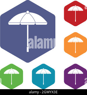 Sun umbrella icons set Stock Vector