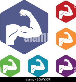 Biceps icons set Stock Vector