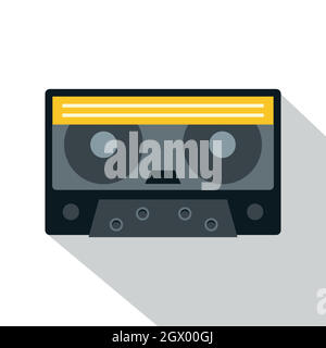 Retro cassette tape icon, flat style Stock Vector