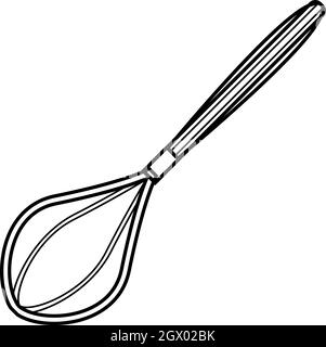 Whisk icon, outline style Stock Vector