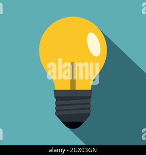 flat yellow light bulb symbol with word IDEA, vector illustration Stock ...