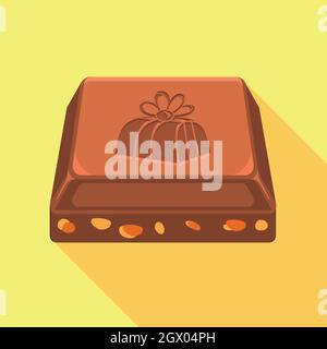 Piece of chocolate icon, flat style Stock Vector