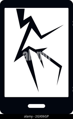 Cracked phone icon, simple style Stock Vector