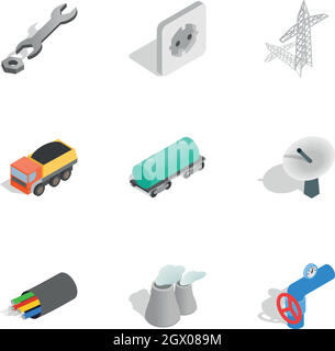 Indusry icons set, isometric 3d style Stock Vector