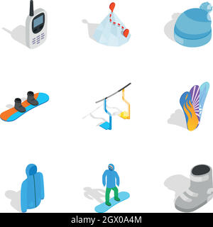 Winter sports equipment icons set Stock Vector