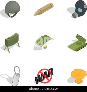 Army icons set, isometric 3d style Stock Vector