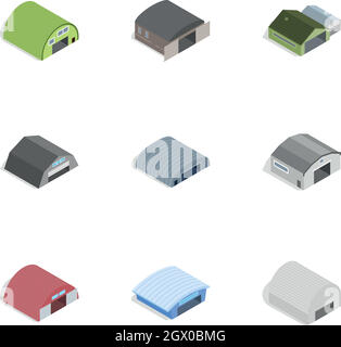 Industrial building icons, isometric 3d style Stock Vector