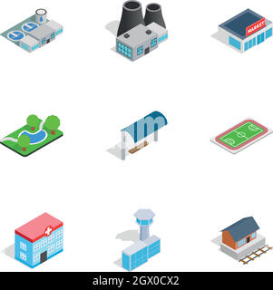 Cityscape icons, isometric 3d style Stock Vector
