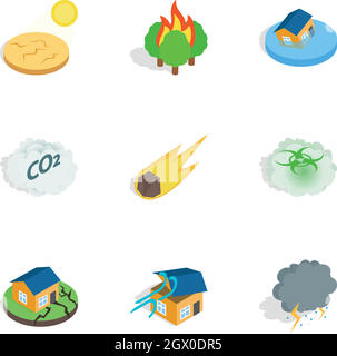 Crisis icons, isometric 3d style Stock Vector