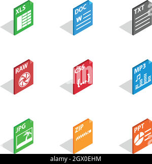 File label icons, isometric 3d style Stock Vector