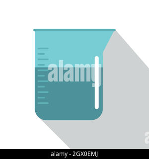 Blue measuring cup with water icon flat isolated on white background ...