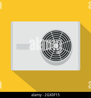 Air conditioner compressor unit icon, flat style Stock Vector