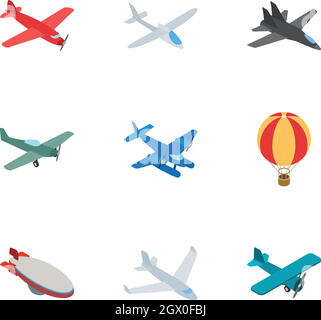 Airplane icons, isometric 3d style Stock Vector