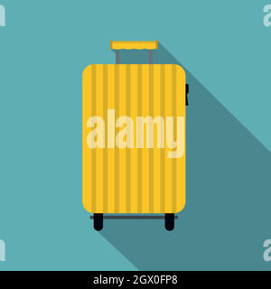 Suitcase on wheels icon, flat style Stock Vector