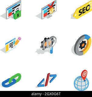 Search information and optimization icons Stock Vector