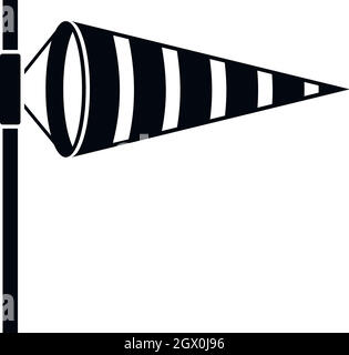 Meteorology windsock inflated by wind icon Stock Vector