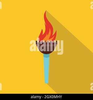 Torch icon, flat style Stock Vector