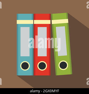 Red, green, blue office folders icon, flat style Stock Vector