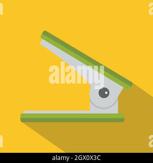 Green office hole punch icon, flat style Stock Vector