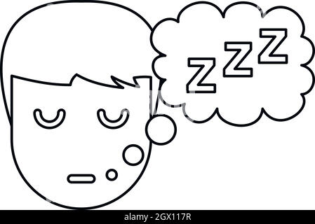 Sleeping boy icon, outline style Stock Vector