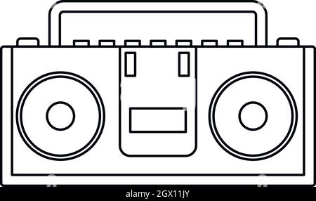 Music boombox icon, outline style Stock Vector