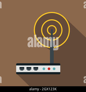 Wifi router icon, flat style Stock Vector