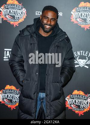 Crawley, UK. 01st Oct, 2021. Kieran Bishop attends the opening night of Shocktoberfest 2021 at Tulley's Farm in Crawley. Credit: SOPA Images Limited/Alamy Live News Stock Photo