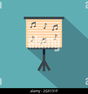 Music stand with piano notes icon, flat style Stock Vector