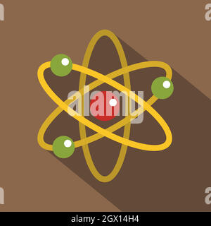 Nucleus and orbiting electrons icon, flat style Stock Vector