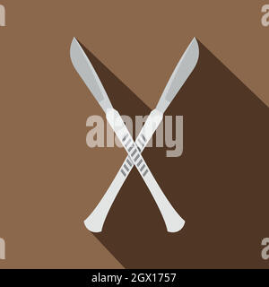 Crossed scalpels icon, flat style Stock Vector