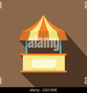 Shopping counter orange with tent icon, flat style Stock Vector