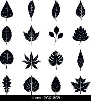 Plant leafs icons set, simple style Stock Vector