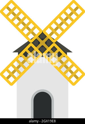 Mill icon, flat style Stock Vector