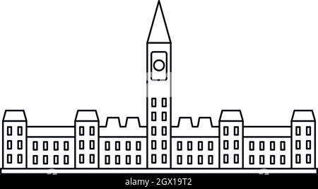 Parliament building in Ottawa icon, outline style Stock Vector