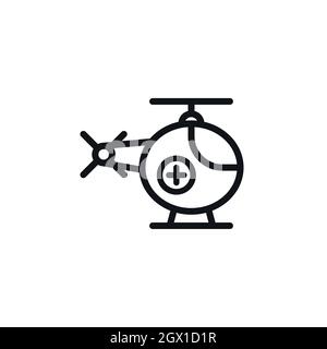 Minimal ambulance helicopter symbol on white background. Medical air vehicle vector design. Stock Vector