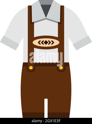 Traditional Bavarian men suit icon, flat style Stock Vector