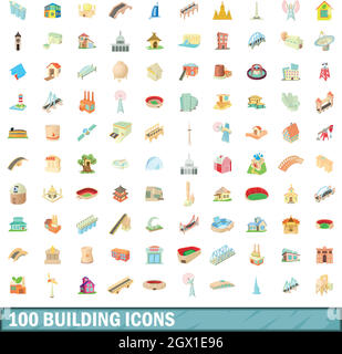 100 building icons set, cartoon style Stock Vector Image & Art - Alamy