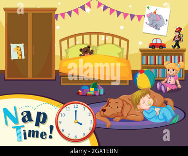 Young childs nap time Stock Vector