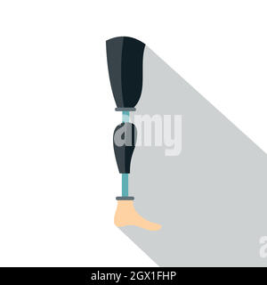 Prosthesis leg icon, flat style Stock Vector