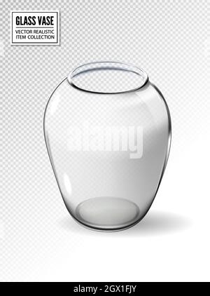 Empty glass vase. Vector realistic 3d illustration Stock Vector