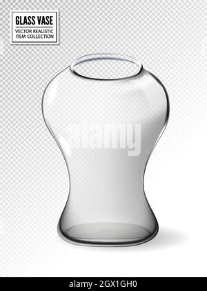 Empty glass vase. Vector realistic 3d illustration Stock Vector