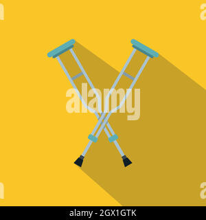 Crutches icon, flat style Stock Vector